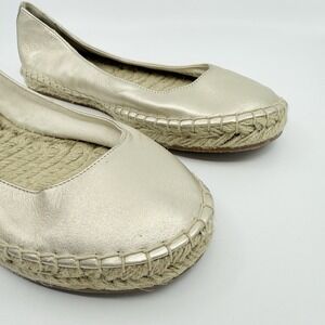 NEW Cole Haan‎ AIMEE Espadrille Slip-On BALLET FLAT Women 7.5 GOLD Napa LEATHER